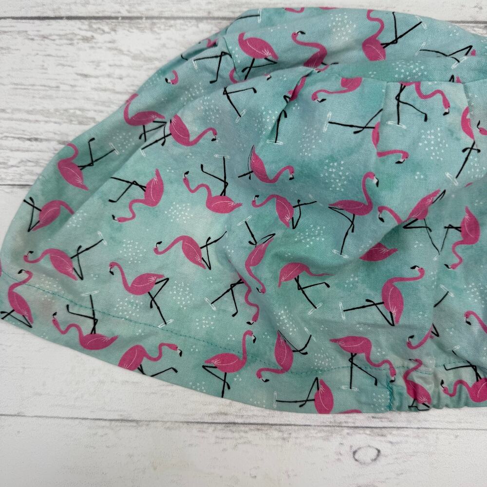 Blue Pink Flamingo Euro Style Scrub Hospital Cap Hat Nurse OR Tech - Picture 2 of 2